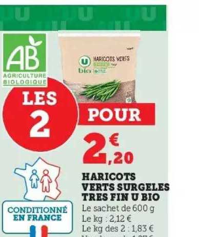 haricots verts surgelés très fin u bio