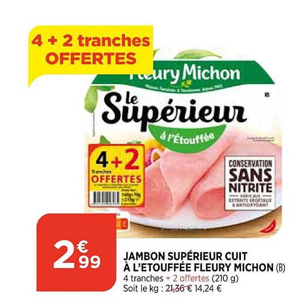 jambon supérieur cuit à l'étouffée fleury michon