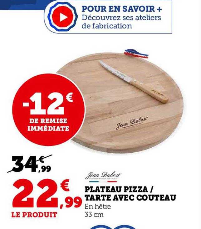 jean dubost plateau pizza tarte avec couteau