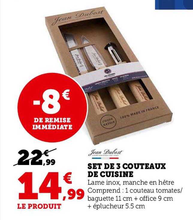 Jean Dubost Set De 3 Couteaux De Cuisine