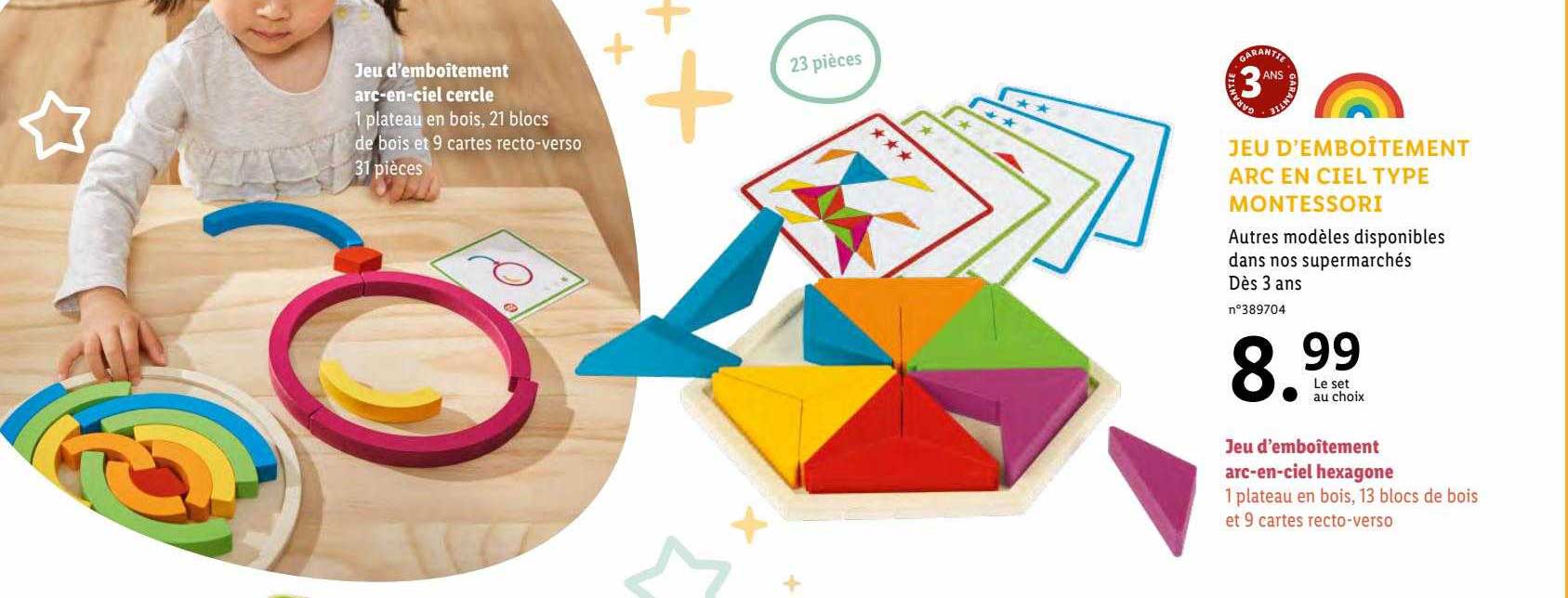 jeu d'emboîtement arc en ciel  type montessori