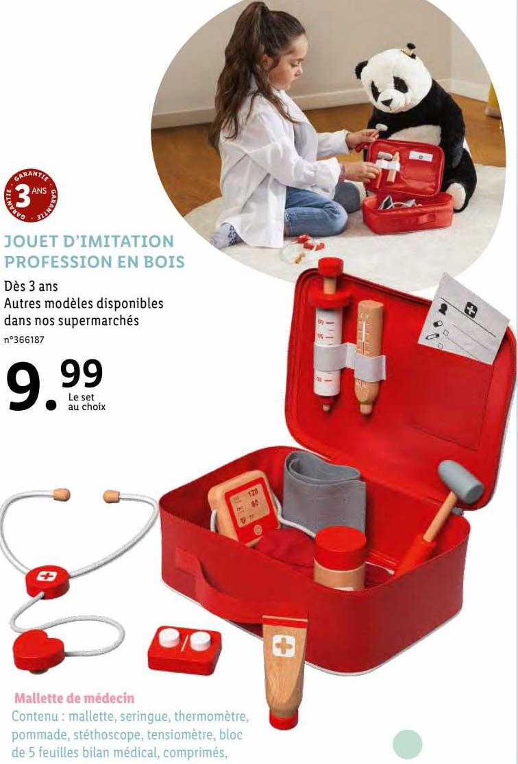jouet d'imitation profession en bois mallette de médecin