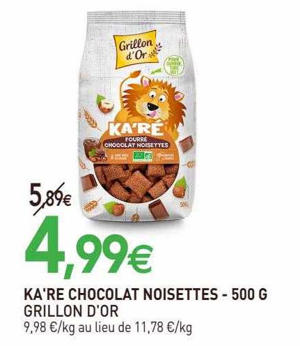 ka're chocolat noisettes grillon d'or