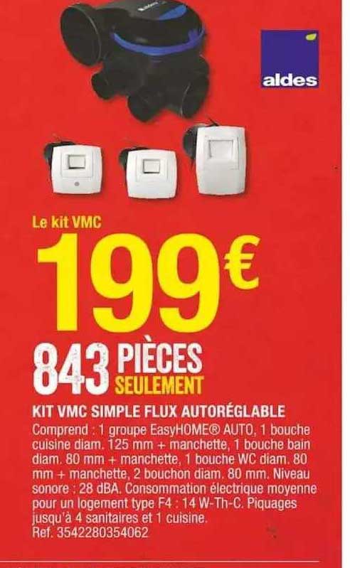 kit vmc simple flux autoréglable aldes