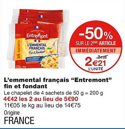 L'emmental Français "entremont" Fin Et Fondant