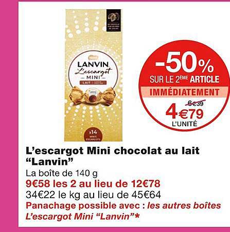 l'escargot mini chocolat au lait lanvin