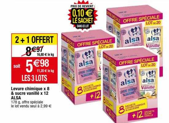 levure chimique x8 & sucre vanillé x12 alsa