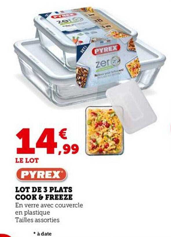 lot de 3 plats cook & freeze pyrex