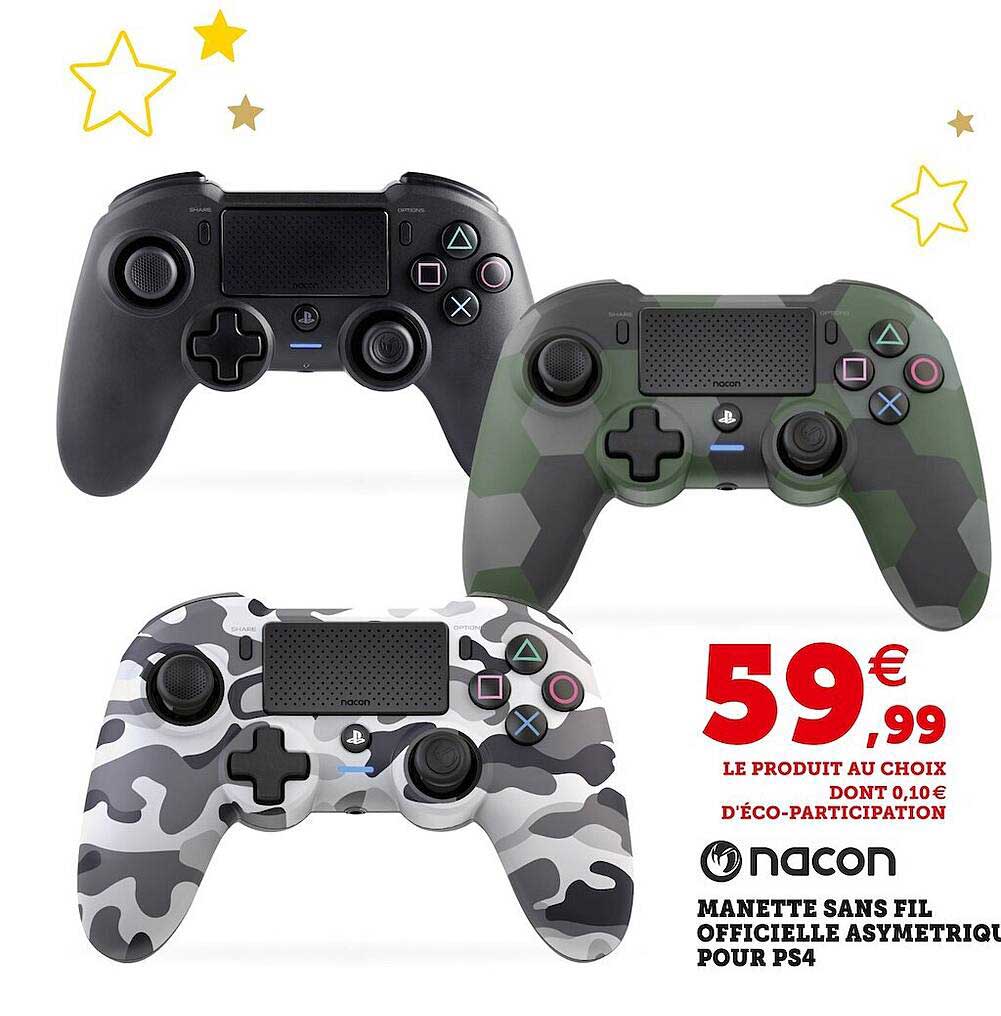 manette sans fil officielle asymétrique pour ps4 nacon