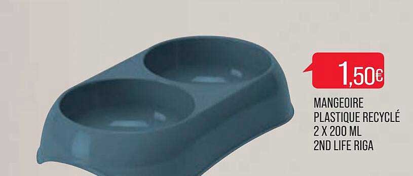 mangeoire plastique recyclé 2 x 200 ml 2nd life riga