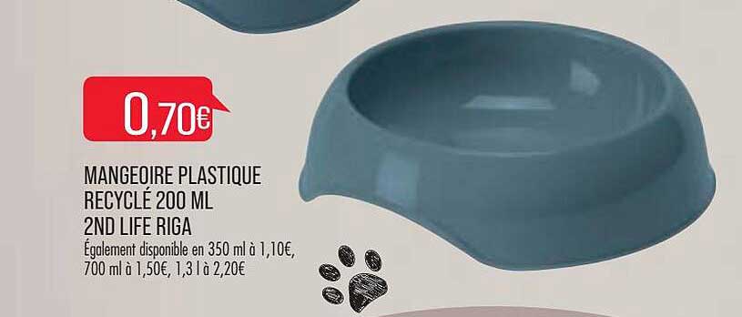 mangeoire plastique recyclé 200ml 2nd life riga