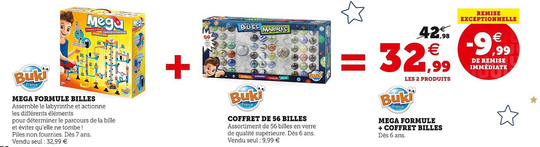 mega formule bille, coffret de 56 billes buki