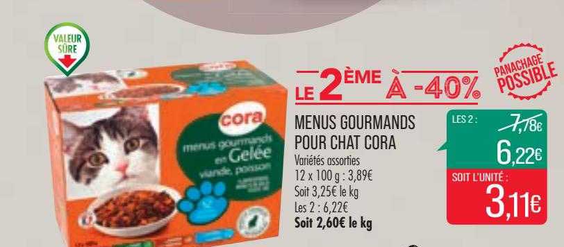 menus gourmands pour chat cora