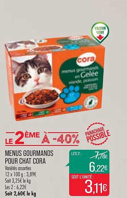 menus gourmands pour chat cora