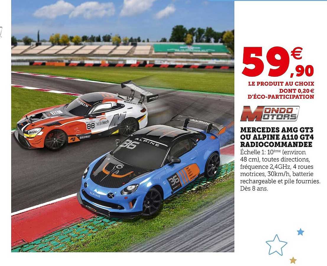 mercedes amg gt3 ou alpine a110 gt4 radiocommandée  mondo  motors