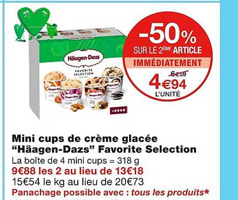 Mini Cups De Crème Glacée "häagen-dazs" Favorite Selection