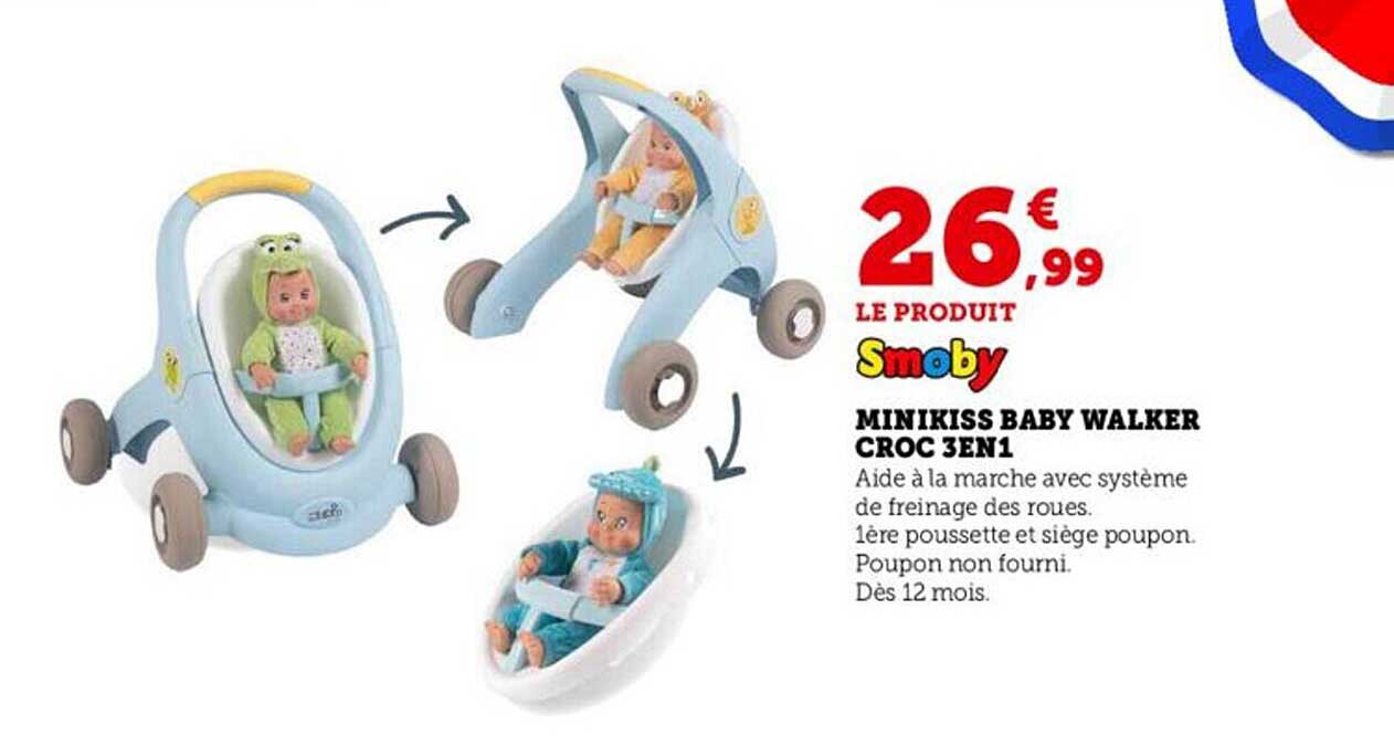 minikiss baby walker croc 3 en 1 smoby