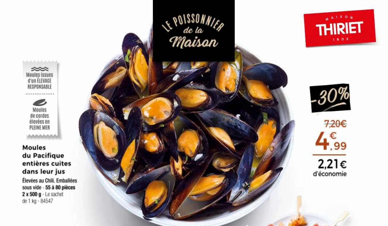 moules du pacifique entières cuites dans leur jus
