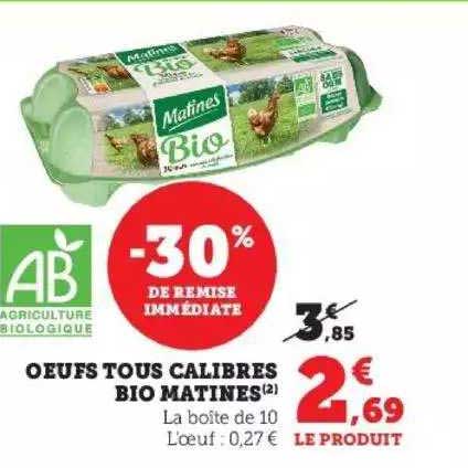 œufs tous calibres bio matines