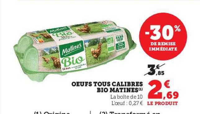 œufs tous calibrés bio matines