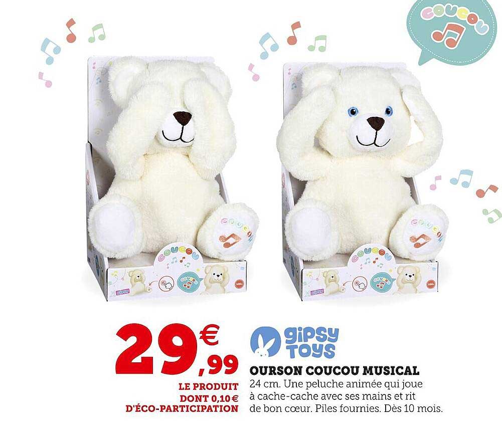 ourson coucou musical gipsy toys