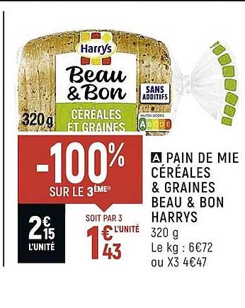 pain de mie céréales & graines beau & bon harrys