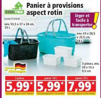 panier à provisions aspect rotin toptex
