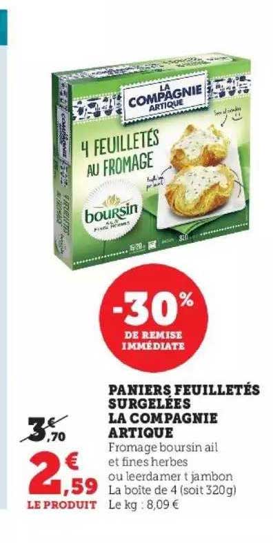 paniers feuilletés surgelées la compagnie artique