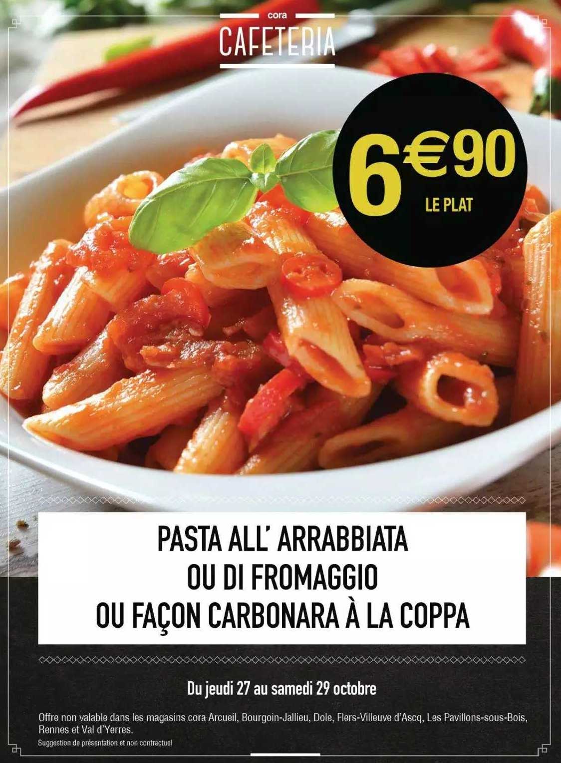 pasta all'arrabbiata ou di fromaggio ou façon carbonara à la coppa