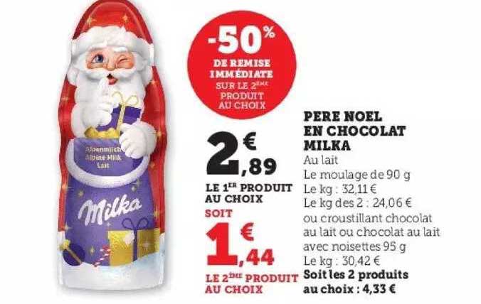 père noël en chocolat milka