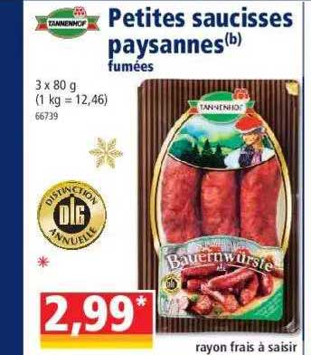 petites saucisses paysannes fumées