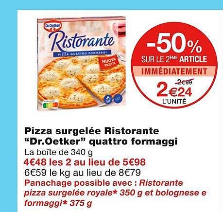 pizza surgelée ristorante "dr.oetker" quattro formaggi