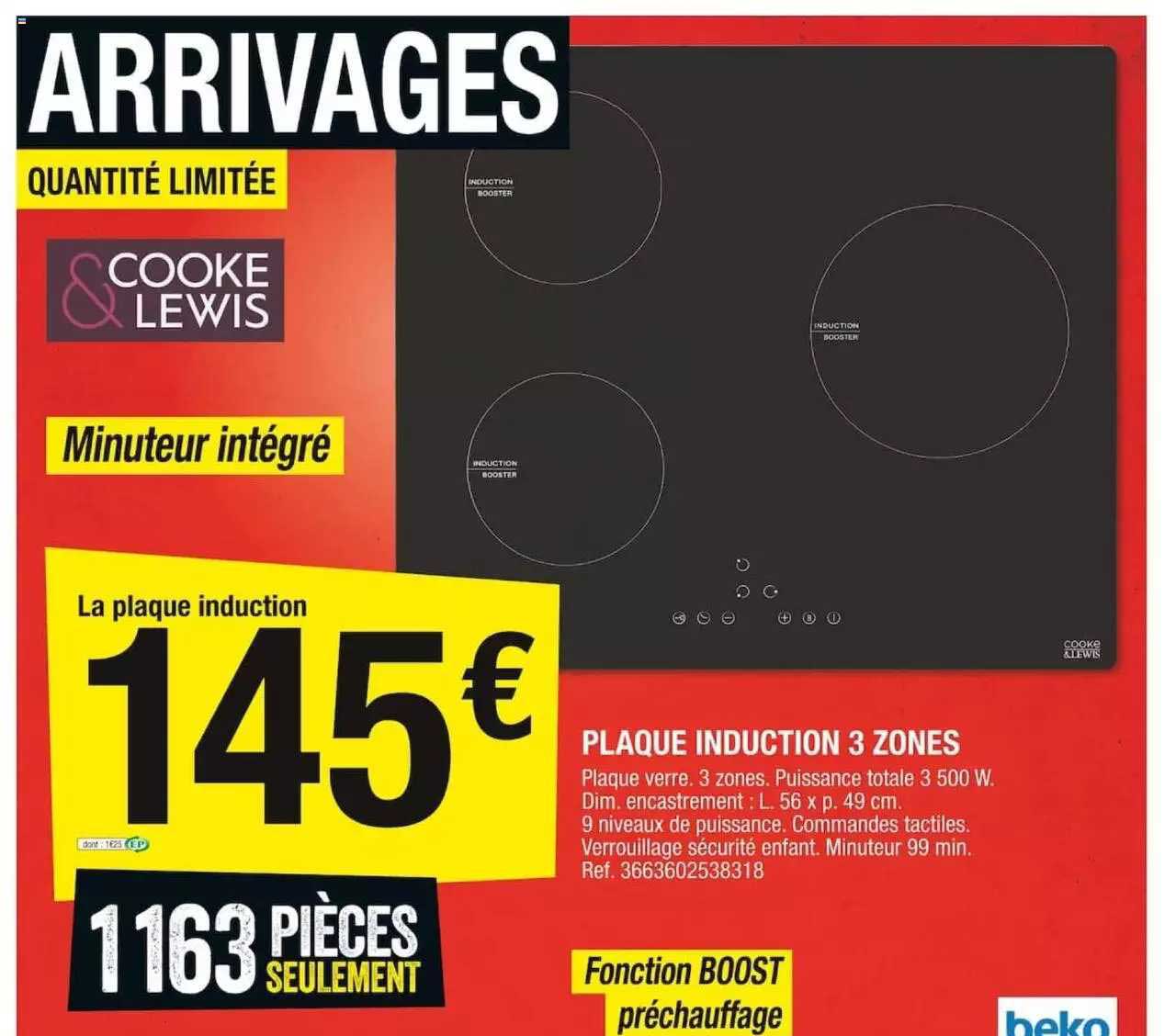 plaque induction 3 zones cooke & lewis