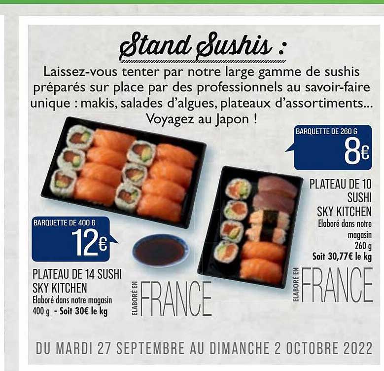 plateau de 14 sushi sky kitchen, plateau de 10 sushi sky kitchen