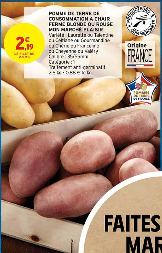pomme de terre de consommation à chair ferme blonde ou rouge mon marché plaisir