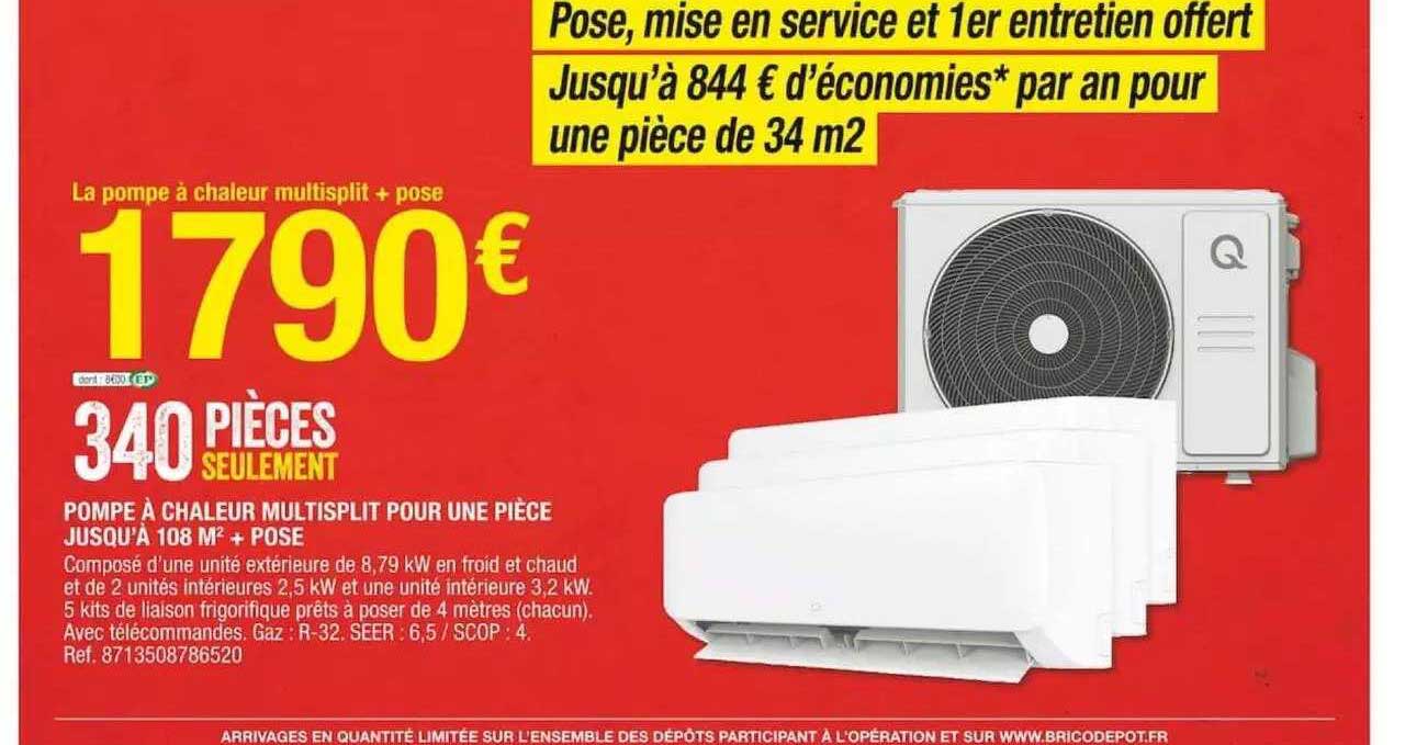 pompe à chaleur multisplit pour une pièce jusqu'à 108 m² + pose