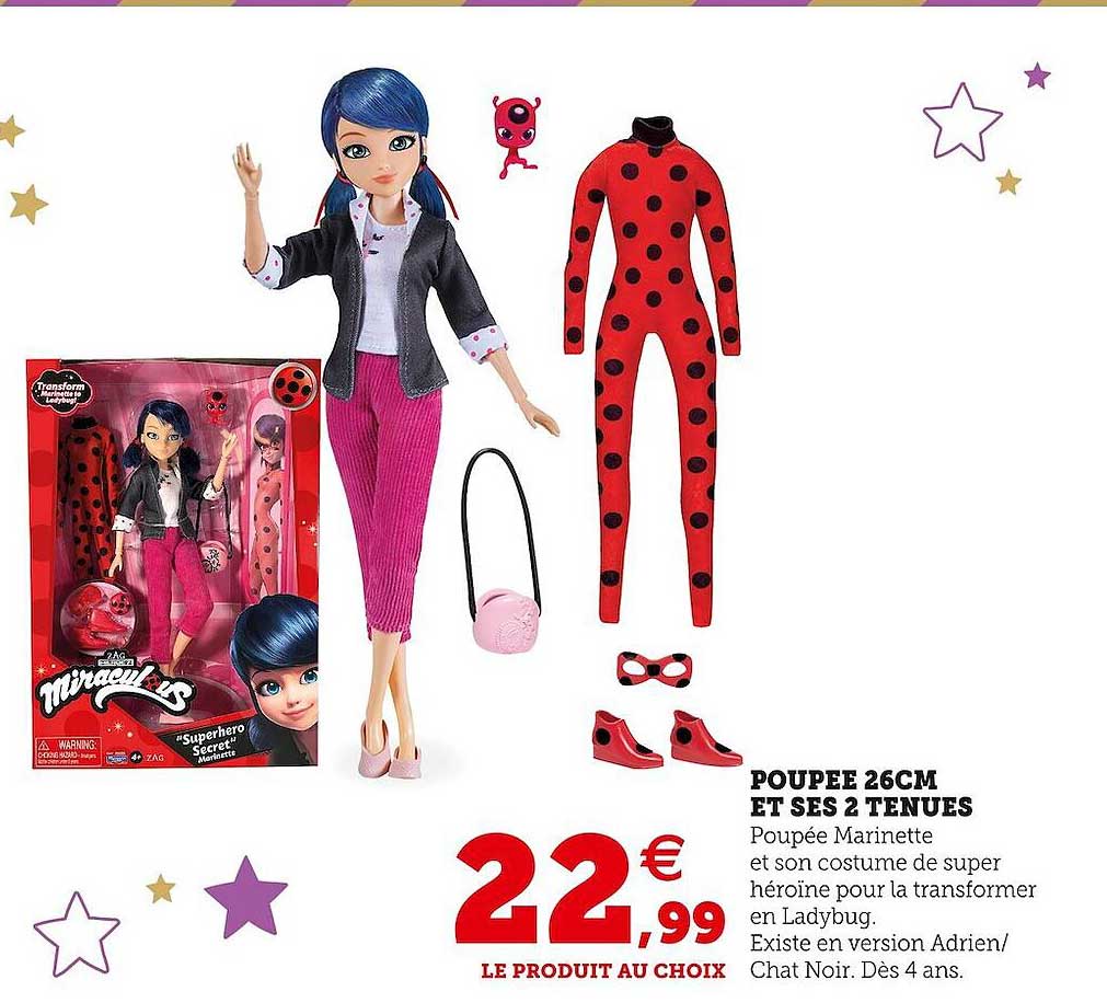 poupée 26 cm et ses 2 tenues