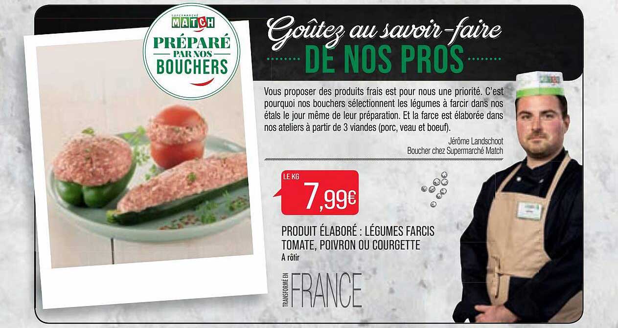 produit élaboré : légumes farcis tomate, poivron ou courgette