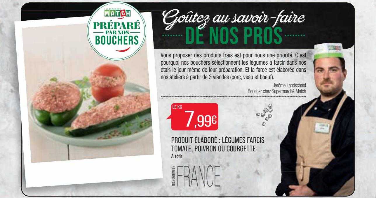 produit élaboré : légumes farcis tomate, poivron ou courgette