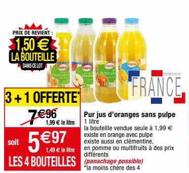 pur jus d'oranges sans pulpe