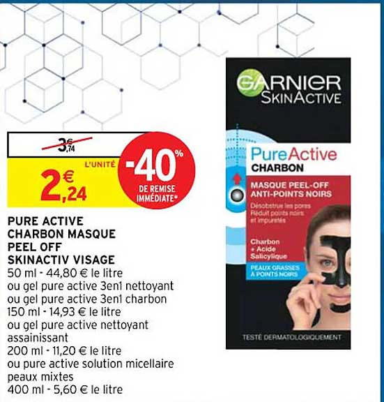 pure active charbon masque peel off skinactiv visage