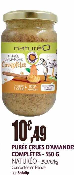 purée crues d'amandes complètes naturéo