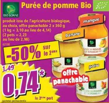 purée de pomme bio bio sonne