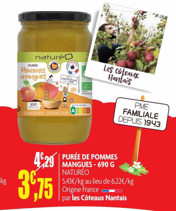 Purée De Pommes Mangues Naturéo