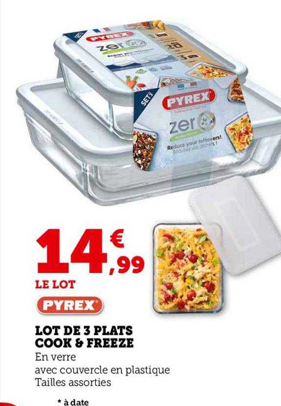 pyrex lot de 3 plats cook & freeze