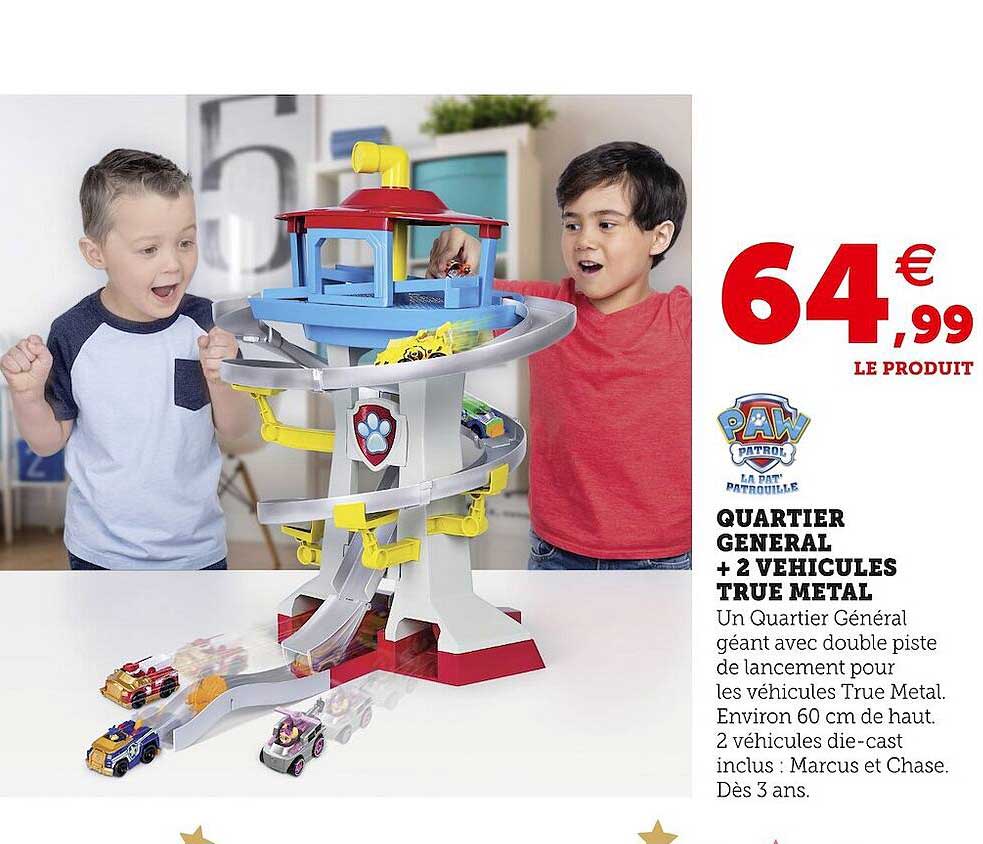 quartier général + 2 véhicules true metal paw patrol