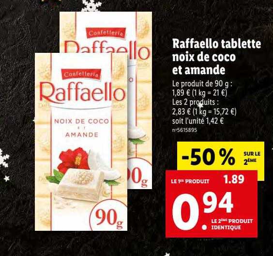Raffaello Tablette Noix De Coco Et Amande