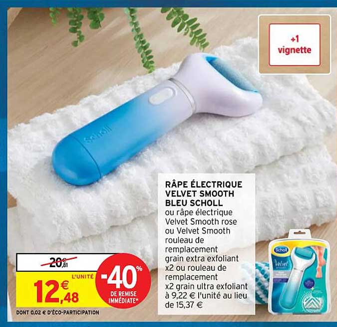 râpe électrique velvet smooth bleu scholl