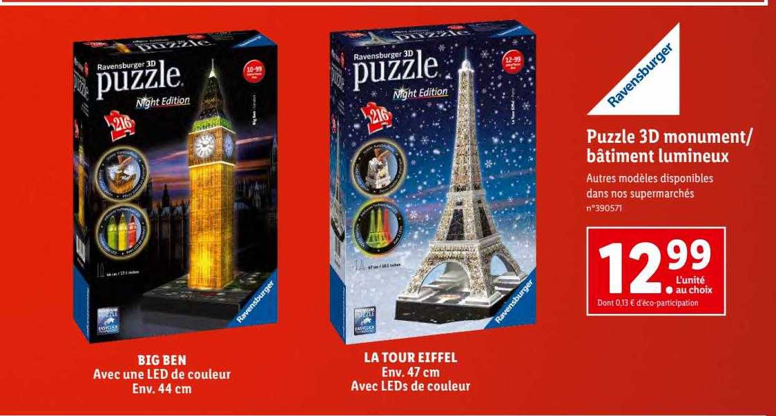ravensburger puzzle 3d monument ou bâtiment lumineux