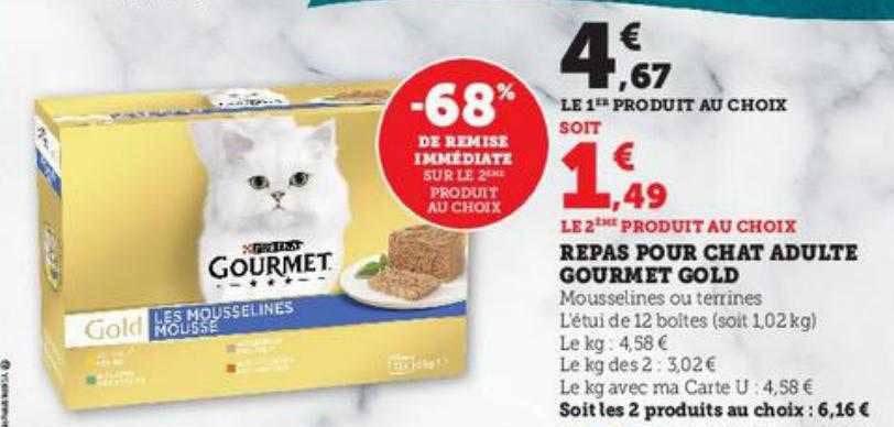 Repas Pour Chat Adulte Gourmet Gold